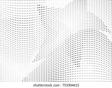 Abstract halftone wave dotted background. Futuristic twisted grunge pattern, dot, circles.  Vector modern optical pop art texture for posters, business cards, cover, labels mock-up, stickers layout