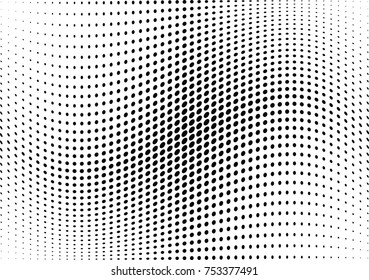 Abstract halftone wave dotted background. Futuristic twisted grunge pattern, dot, circles.  Vector modern optical pop art texture for posters, business cards, cover, labels mock-up, stickers layout