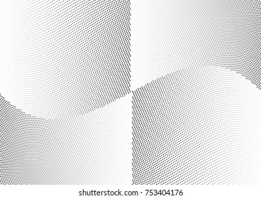 Abstract halftone wave dotted background. Futuristic twisted grunge pattern, dot, circles.  Vector modern optical pop art texture for posters, business cards, cover, labels mock-up, stickers layout