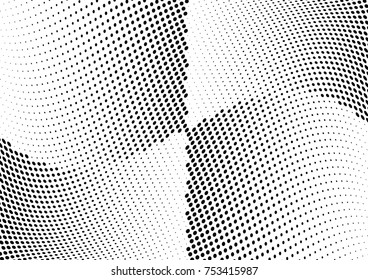 Abstract halftone wave dotted background. Futuristic twisted grunge pattern, dot, circles.  Vector modern optical pop art texture for posters, business cards, cover, labels mock-up, stickers layout