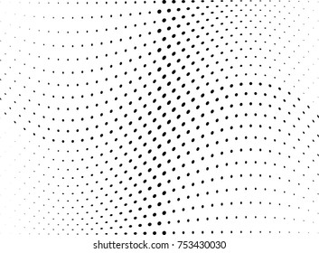 Abstract halftone wave dotted background. Futuristic twisted grunge pattern, dot, circles.  Vector modern optical pop art texture for posters, business cards, cover, labels mock-up, stickers layout