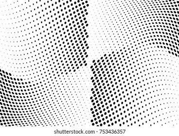 Abstract halftone wave dotted background. Futuristic twisted grunge pattern, dot, circles.  Vector modern optical pop art texture for posters, business cards, cover, labels mock-up, stickers layout