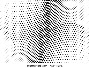 Abstract halftone wave dotted background. Futuristic twisted grunge pattern, dot, circles.  Vector modern optical pop art texture for posters, business cards, cover, labels mock-up, stickers layout