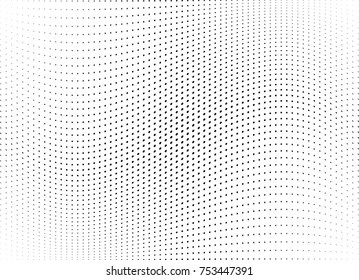 Abstract halftone wave dotted background. Futuristic twisted grunge pattern, dot, circles.  Vector modern optical pop art texture for posters, business cards, cover, labels mock-up, stickers layout