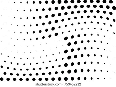 Abstract halftone wave dotted background. Futuristic twisted grunge pattern, dot, circles.  Vector modern optical pop art texture for posters, business cards, cover, labels mock-up, stickers layout