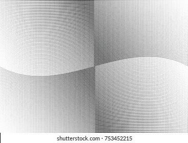 Abstract halftone wave dotted background. Futuristic twisted grunge pattern, dot, circles.  Vector modern optical pop art texture for posters, business cards, cover, labels mock-up, stickers layout