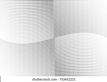 Abstract halftone wave dotted background. Futuristic twisted grunge pattern, dot, circles.  Vector modern optical pop art texture for posters, business cards, cover, labels mock-up, stickers layout