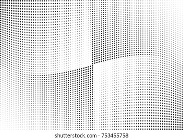 Abstract halftone wave dotted background. Futuristic twisted grunge pattern, dot, circles.  Vector modern optical pop art texture for posters, business cards, cover, labels mock-up, stickers layout