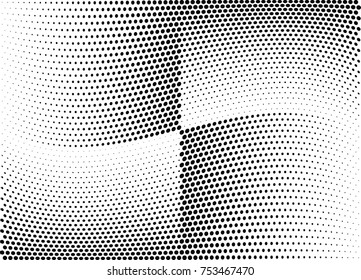 Abstract halftone wave dotted background. Futuristic twisted grunge pattern, dot, circles.  Vector modern optical pop art texture for posters, business cards, cover, labels mock-up, stickers layout