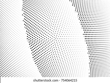 Abstract halftone wave dotted background. Futuristic twisted grunge pattern, dot, circles.  Vector modern optical pop art texture for posters, business cards, cover, labels mock-up, stickers layout