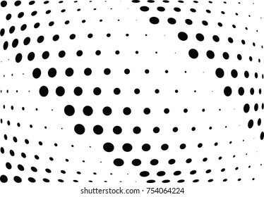 Abstract halftone wave dotted background. Futuristic twisted grunge pattern, dot, circles.  Vector modern optical pop art texture for posters, business cards, cover, labels mock-up, stickers layout
