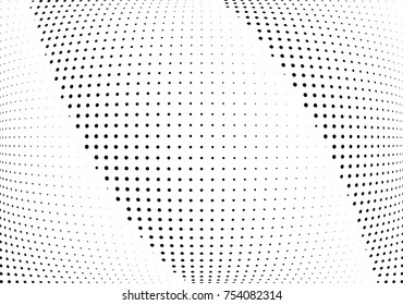 Abstract halftone wave dotted background. Futuristic twisted grunge pattern, dot, circles.  Vector modern optical pop art texture for posters, business cards, cover, labels mock-up, stickers layout