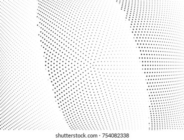 Abstract halftone wave dotted background. Futuristic twisted grunge pattern, dot, circles.  Vector modern optical pop art texture for posters, business cards, cover, labels mock-up, stickers layout