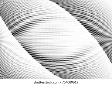 Abstract halftone wave dotted background. Futuristic twisted grunge pattern, dot, circles.  Vector modern optical pop art texture for posters, business cards, cover, labels mock-up, stickers layout