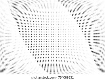 Abstract halftone wave dotted background. Futuristic twisted grunge pattern, dot, circles.  Vector modern optical pop art texture for posters, business cards, cover, labels mock-up, stickers layout