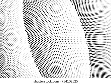 Abstract halftone wave dotted background. Futuristic twisted grunge pattern, dot, circles.  Vector modern optical pop art texture for posters, business cards, cover, labels mock-up, stickers layout