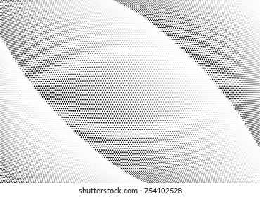 Abstract halftone wave dotted background. Futuristic twisted grunge pattern, dot, circles.  Vector modern optical pop art texture for posters, business cards, cover, labels mock-up, stickers layout