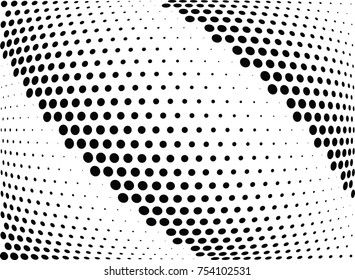Abstract halftone wave dotted background. Futuristic twisted grunge pattern, dot, circles.  Vector modern optical pop art texture for posters, business cards, cover, labels mock-up, stickers layout