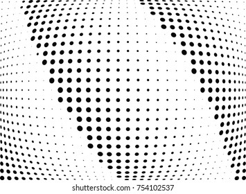 Abstract halftone wave dotted background. Futuristic twisted grunge pattern, dot, circles.  Vector modern optical pop art texture for posters, business cards, cover, labels mock-up, stickers layout