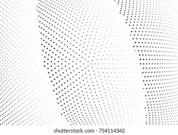 Abstract halftone wave dotted background. Futuristic twisted grunge pattern, dot, circles.  Vector modern optical pop art texture for posters, business cards, cover, labels mock-up, stickers layout