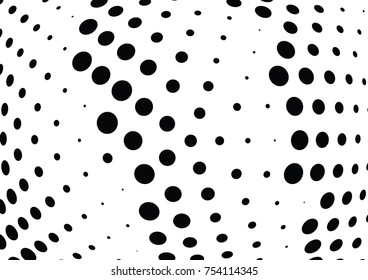Abstract halftone wave dotted background. Futuristic twisted grunge pattern, dot, circles.  Vector modern optical pop art texture for posters, business cards, cover, labels mock-up, stickers layout