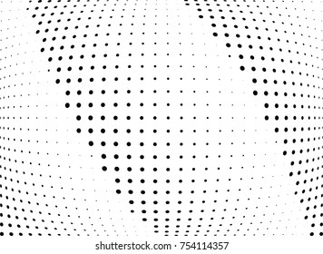 Abstract halftone wave dotted background. Futuristic twisted grunge pattern, dot, circles.  Vector modern optical pop art texture for posters, business cards, cover, labels mock-up, stickers layout