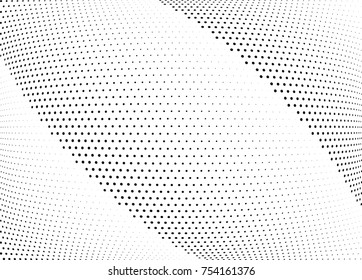 Abstract halftone wave dotted background. Futuristic twisted grunge pattern, dot, circles.  Vector modern optical pop art texture for posters, business cards, cover, labels mock-up, stickers layout