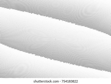 Abstract halftone wave dotted background. Futuristic twisted grunge pattern, dot, circles.  Vector modern optical pop art texture for posters, business cards, cover, labels mock-up, stickers layout