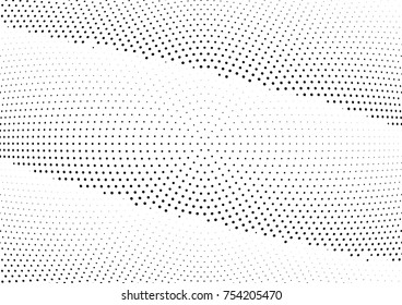 Abstract halftone wave dotted background. Futuristic twisted grunge pattern, dot, circles.  Vector modern optical pop art texture for posters, business cards, cover, labels mock-up, stickers layout