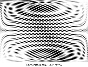 Abstract halftone wave dotted background. Futuristic twisted grunge pattern, dot, circles.  Vector modern optical pop art texture for posters, business cards, cover, labels mock-up, stickers layout