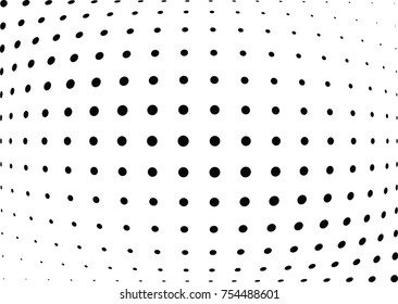 Abstract halftone wave dotted background. Futuristic twisted grunge pattern, dot, circles.  Vector modern optical pop art texture for posters, business cards, cover, labels mock-up, stickers layout