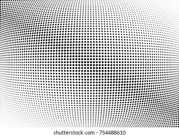 Abstract halftone wave dotted background. Futuristic twisted grunge pattern, dot, circles.  Vector modern optical pop art texture for posters, business cards, cover, labels mock-up, stickers layout