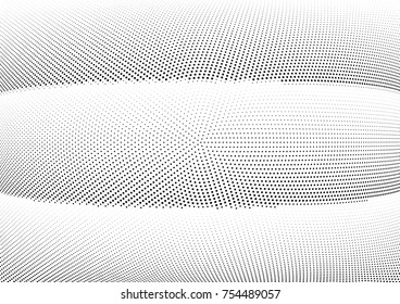 Abstract halftone wave dotted background. Futuristic twisted grunge pattern, dot, circles.  Vector modern optical pop art texture for posters, business cards, cover, labels mock-up, stickers layout