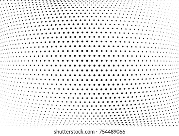 Abstract halftone wave dotted background. Futuristic twisted grunge pattern, dot, circles.  Vector modern optical pop art texture for posters, business cards, cover, labels mock-up, stickers layout