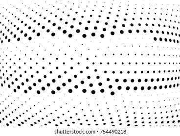 Abstract halftone wave dotted background. Futuristic twisted grunge pattern, dot, circles.  Vector modern optical pop art texture for posters, business cards, cover, labels mock-up, stickers layout