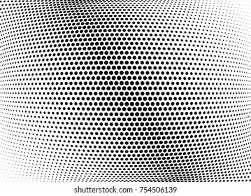 Abstract halftone wave dotted background. Futuristic twisted grunge pattern, dot, circles.  Vector modern optical pop art texture for posters, business cards, cover, labels mock-up, stickers layout