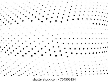 Abstract halftone wave dotted background. Futuristic twisted grunge pattern, dot, circles.  Vector modern optical pop art texture for posters, business cards, cover, labels mock-up, stickers layout