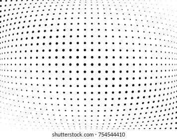 Abstract halftone wave dotted background. Futuristic twisted grunge pattern, dot, circles.  Vector modern optical pop art texture for posters, business cards, cover, labels mock-up, stickers layout