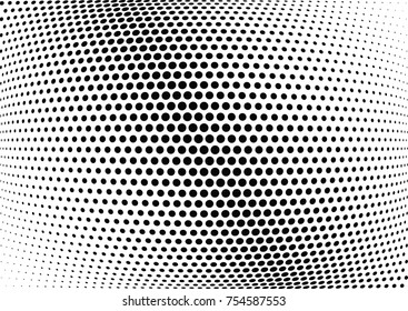 Abstract halftone wave dotted background. Futuristic twisted grunge pattern, dot, circles.  Vector modern optical pop art texture for posters, business cards, cover, labels mock-up, stickers layout