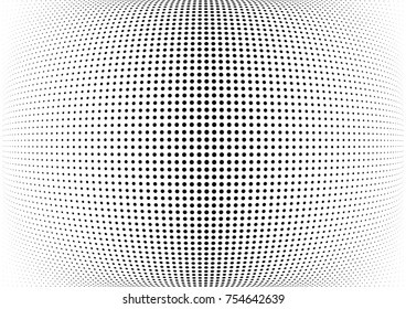 Abstract halftone wave dotted background. Futuristic twisted grunge pattern, dot, circles.  Vector modern optical pop art texture for posters, business cards, cover, labels mock-up, stickers layout