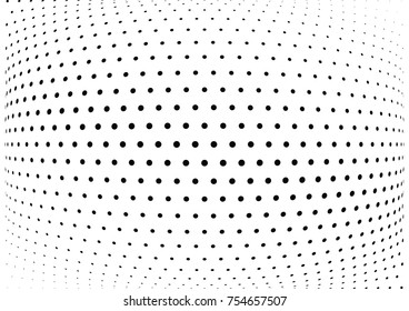 Abstract halftone wave dotted background. Futuristic twisted grunge pattern, dot, circles.  Vector modern optical pop art texture for posters, business cards, cover, labels mock-up, stickers layout
