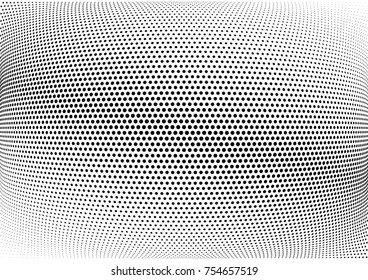 Abstract halftone wave dotted background. Futuristic twisted grunge pattern, dot, circles.  Vector modern optical pop art texture for posters, business cards, cover, labels mock-up, stickers layout