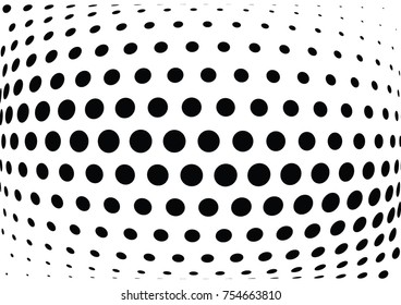 Abstract halftone wave dotted background. Futuristic twisted grunge pattern, dot, circles.  Vector modern optical pop art texture for posters, business cards, cover, labels mock-up, stickers layout