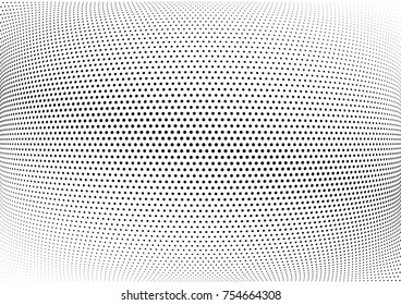 Abstract halftone wave dotted background. Futuristic twisted grunge pattern, dot, circles.  Vector modern optical pop art texture for posters, business cards, cover, labels mock-up, stickers layout