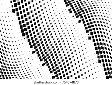 Abstract halftone wave dotted background. Monochrome grunge pattern with square.  Vector modern pop art texture for posters, sites, cover, business cards, postcards, art labels layout, stickers.