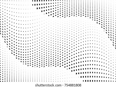 Abstract halftone wave dotted background. Monochrome grunge pattern with square.  Vector modern pop art texture for posters, sites, cover, business cards, postcards, art labels layout, stickers.