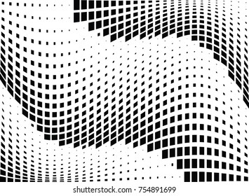 Abstract halftone wave dotted background. Monochrome grunge pattern with square.  Vector modern pop art texture for posters, sites, cover, business cards, postcards, art labels layout, stickers.