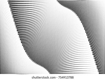 Abstract halftone wave dotted background. Monochrome grunge pattern with square.  Vector modern pop art texture for posters, sites, cover, business cards, postcards, art labels layout, stickers.