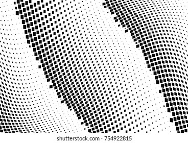 Abstract halftone wave dotted background. Monochrome grunge pattern with square.  Vector modern pop art texture for posters, sites, cover, business cards, postcards, art labels layout, stickers.