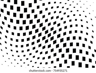 Abstract halftone wave dotted background. Monochrome grunge pattern with square.  Vector modern pop art texture for posters, sites, cover, business cards, postcards, art labels layout, stickers.